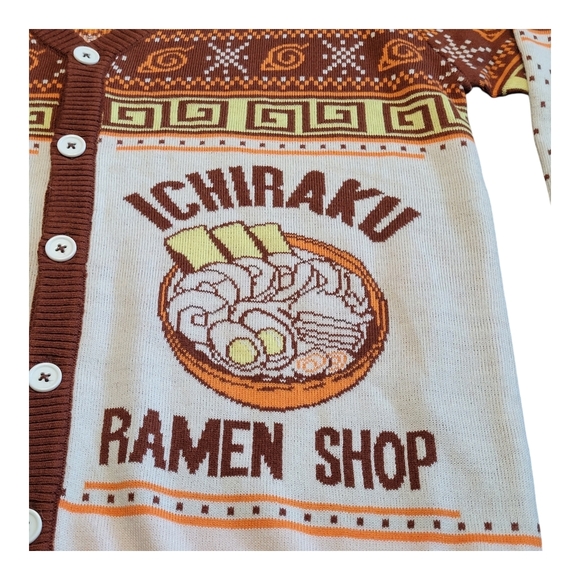 NEW Naruto Shippuden Men's Ichiraku Ramen Shop Ugly Christmas Sweater Cardigan M - Picture 8 of 16